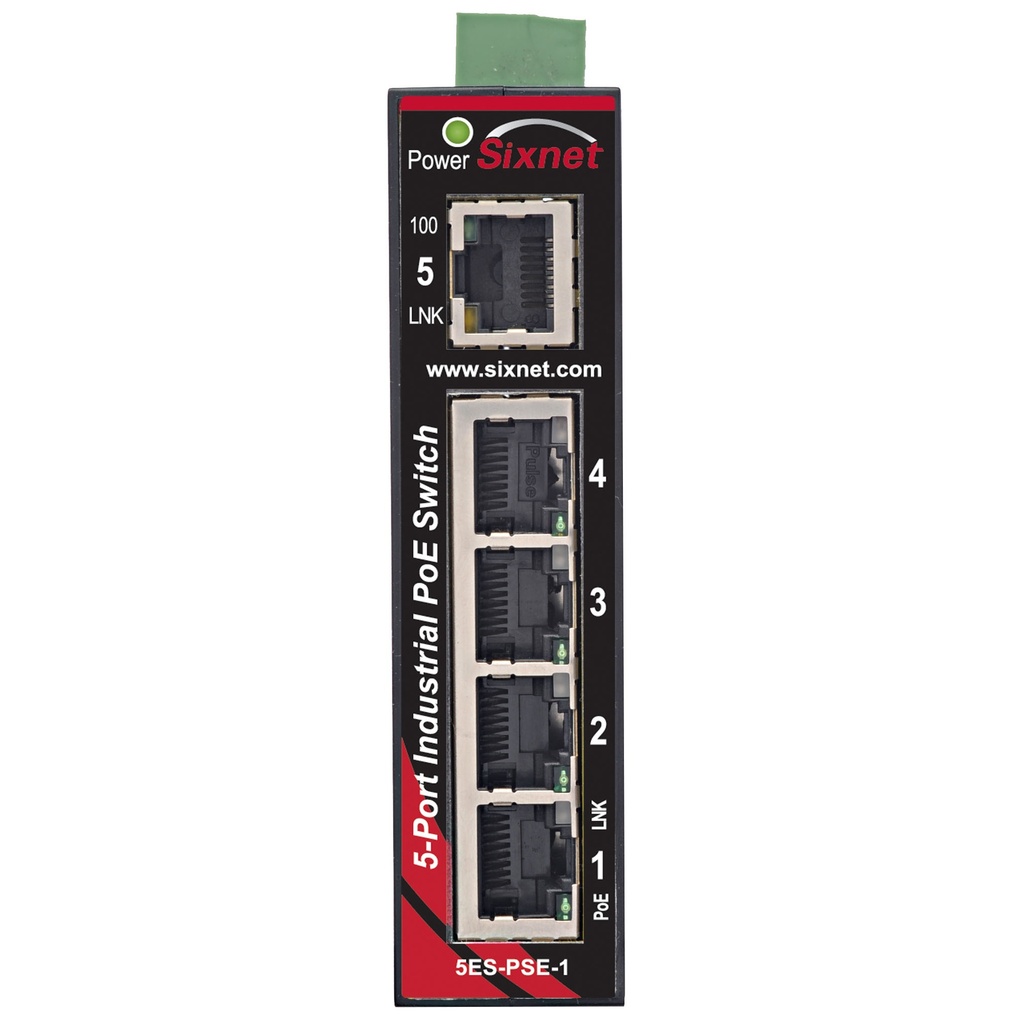 EB PoE Series, 5-Port, Sixnet EB-5ES Unmanaged POE Switch