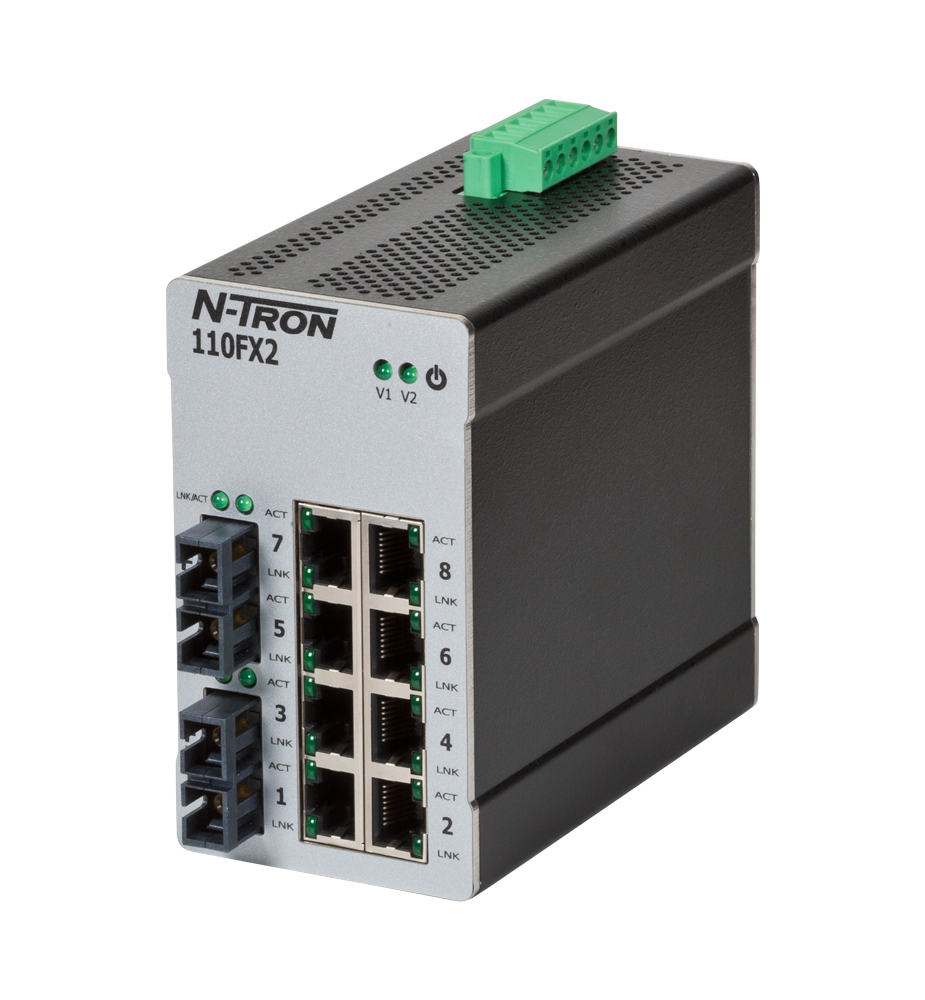 100 Series, 10-Port, N-Tron 110FX2 Unmanaged Industrial Ethernet Switch, SC 15km