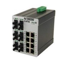 100 Series, 14-Port, N-Tron 114FXE6-ST-80 Ethernet Switch