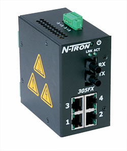 300 Series, 5-Port, N-Tron 305FX Unmanaged Industrial Ethernet Switch, SC 80km