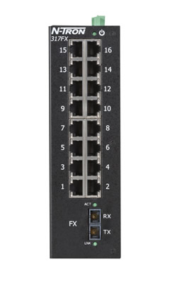 300 Series, 17-Port, N-Tron 317FX Unmanaged Industrial Ethernet Switch, SC 40km