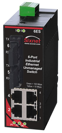 SL Series, 6-Port, Sixnet SL-6ES Unmanaged Ethernet Switch, SC 20km