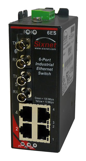 SL Series, 6-Port, Sixnet SL-6ES Unmanaged Ethernet Switch, ST 20km