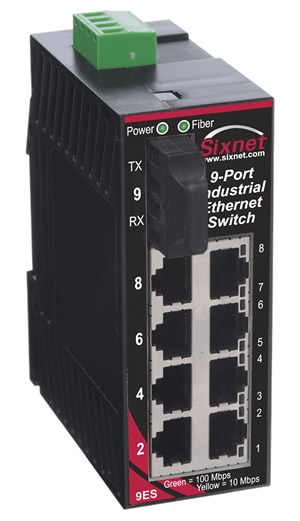 SL Series, 9-Port, Sixnet SL-9ES Unmanaged Ethernet Switch, SC 60km