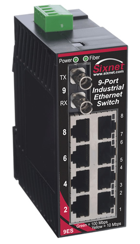 SL Series, 9-Port, Sixnet SL-9ES Unmanaged Ethernet Switch, ST 20km