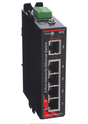 SLX Series, 5-Port, Sixnet SLX-5ES Unmanaged Industrial Ethernet Switch