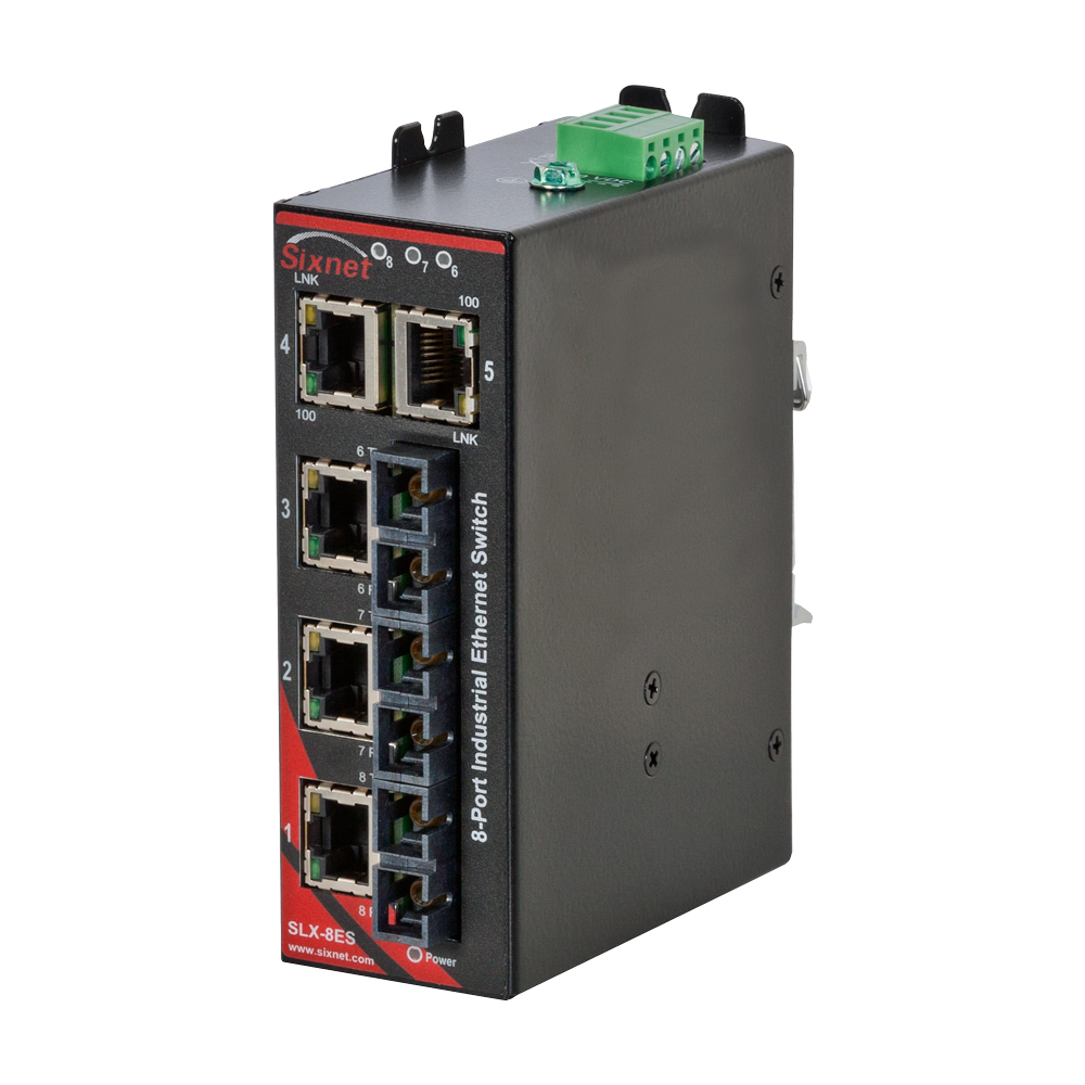 SLX Series, 8-Port, Sixnet SLX-8ES Unmanaged Industrial Ethernet Switch, SC 4km