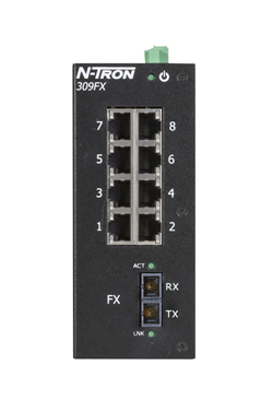 300 Series, 9-Port, N-Tron 309FX Unmanaged Industrial Ethernet Switch, SC 40km