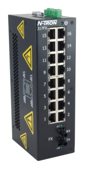 300 Series, 17-Port, N-Tron 317FX Unmanaged Industrial Ethernet Switch, ST 80km