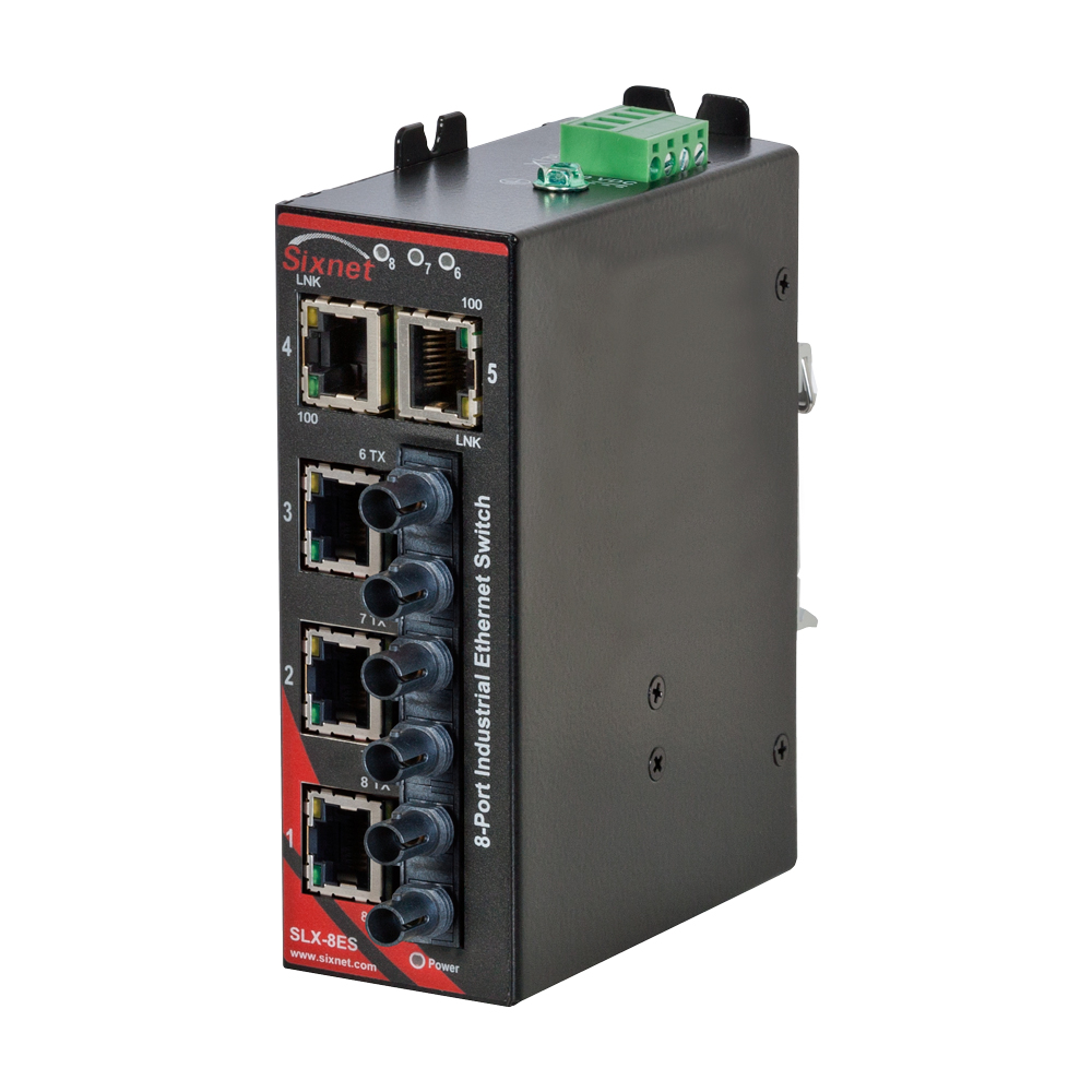 SLX Series, 8-Port, Sixnet SLX-8ES Unmanaged Industrial Ethernet Switch, ST 60km