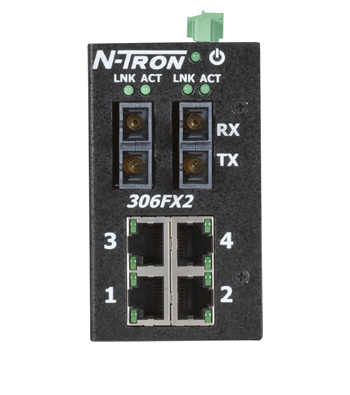 300-N Series, 6-Port, N-Tron 306FX2 Industrial Ethernet Switch with Monitoring, SC 40km