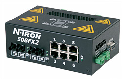 500-N Series, 8-Port, N-Tron 508FX2 Industrial Ethernet Switch with Monitoring, ST 40km