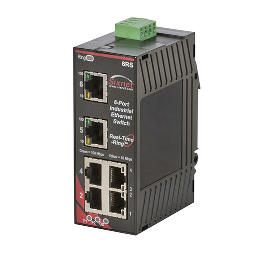 SL Series, 6-Port, Sixnet SL-6RS Industrial Ethernet Ring Switch with Monitoring