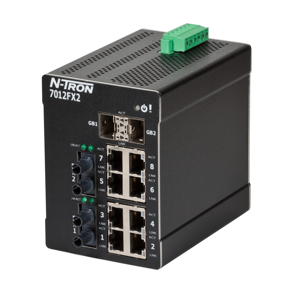 NT-7000 Series, 12-Port, N-Tron 7012FX2 Managed Industrial Ethernet Switch, ST 2km