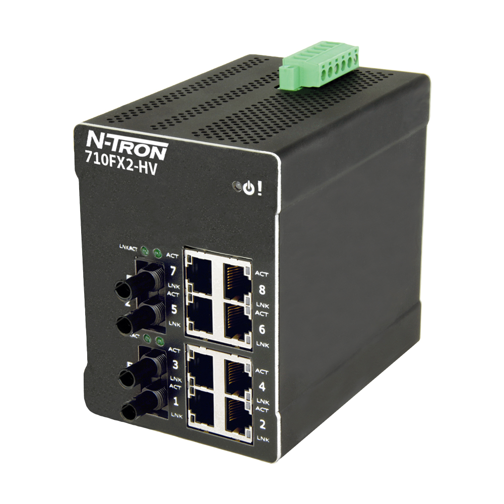 NT-700 Series, 10-Port, N-Tron 710FX2 HV Managed Industrial Ethernet Switch, ST 2km