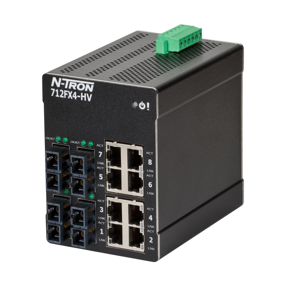 NT-700 Series, 12-Port, N-Tron 712FX4 HV Managed Industrial Ethernet Switch, SC 2km