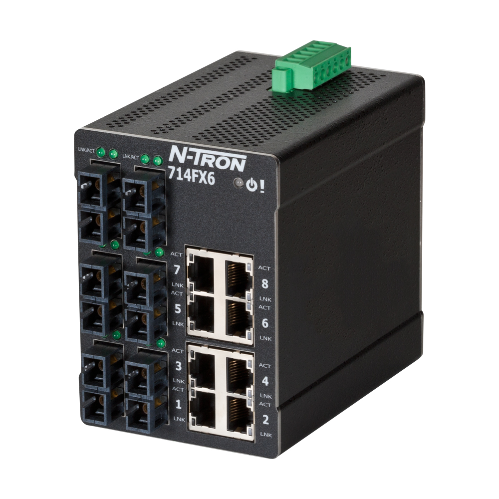 NT-700 Series, 14-Port, N-Tron 714FX6 Managed Industrial Ethernet Switch, SC 2km