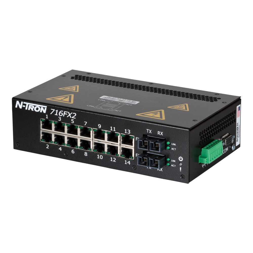 NT-700 Series, 16-Port, N-Tron 716FX2 HV Managed Industrial Ethernet Switch, SC 2km