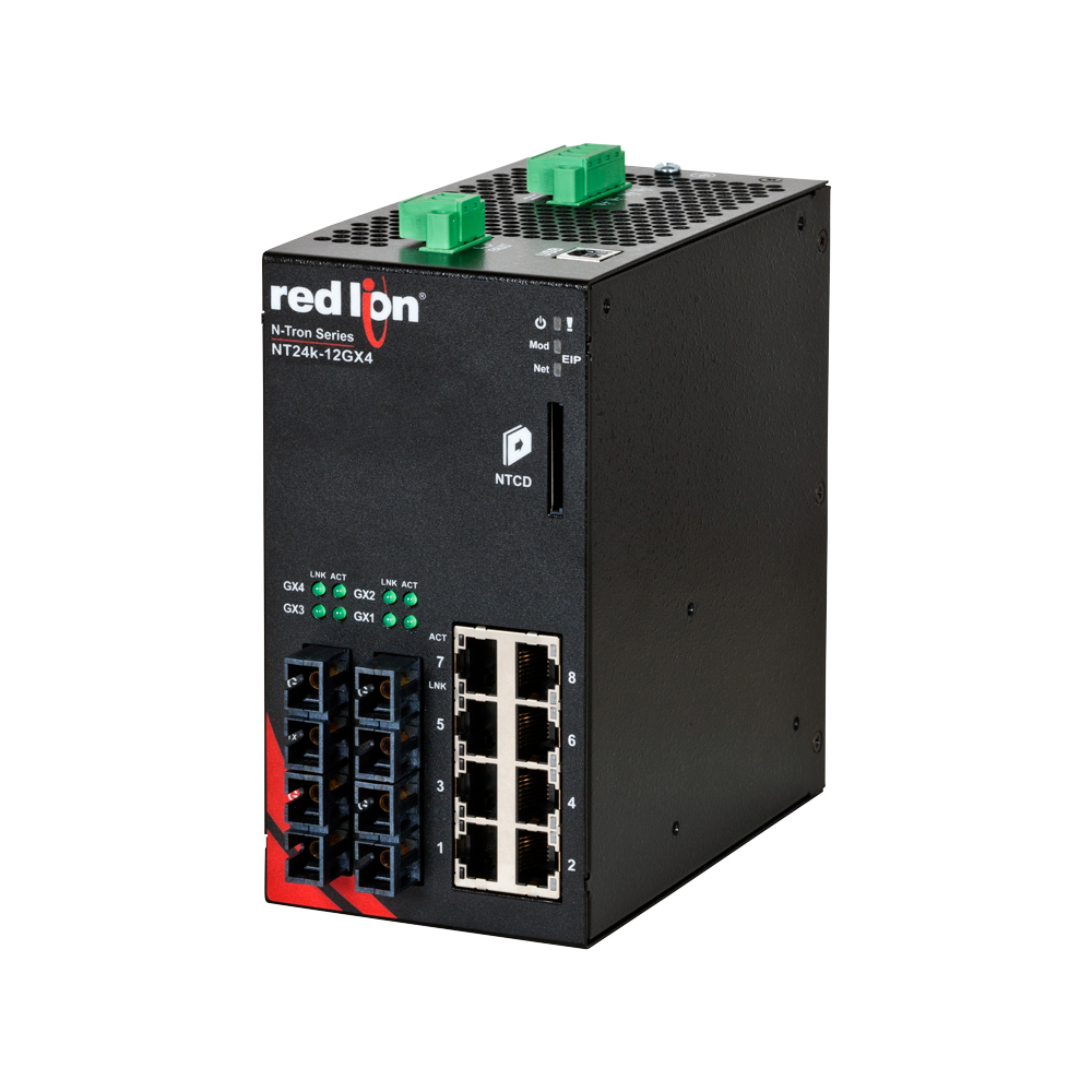 NT24k Series, 12-Port, N-Tron NT24k®-12GX4 Managed Gigabit Ethernet Switch, SC PTP Enabled