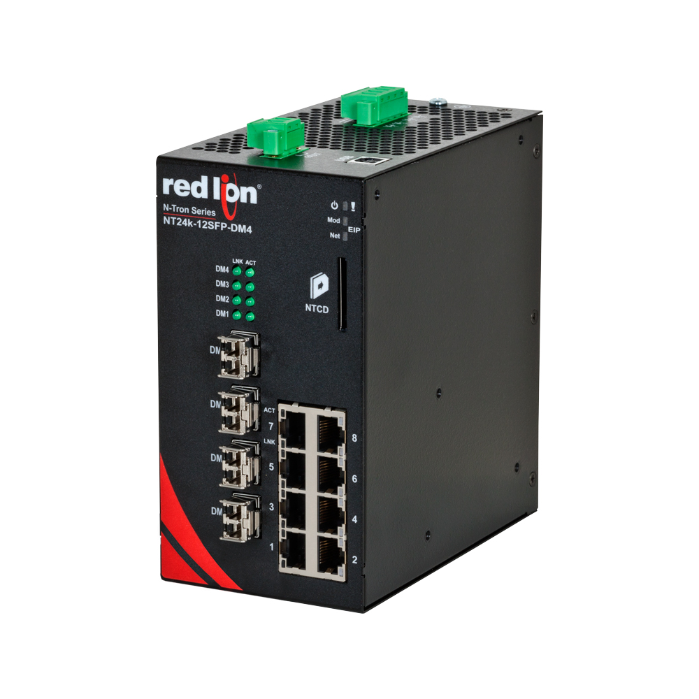 NT24k Series, 12-Port, N-Tron NT24k®-12SFP Managed Gigabit Ethernet Switch, DM4 SFPkm PTP Enabled