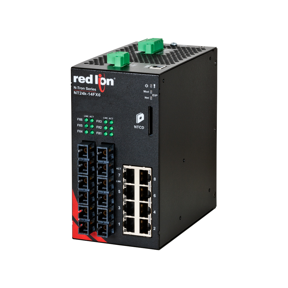 NT24k Series, 14-Port, N-Tron NT24k®-14FX6 Managed Gigabit Ethernet Switch, SC 2km PTP Enabled