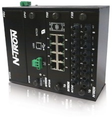 NT24k Series, 16-Port, N-Tron NT24K-DR16-AC Modular Managed Ethernet Switch, AC PTP Enabled