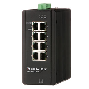 NT-4008 Series, 8-Port Gigabit Managed Industrial Ethernet Switch (8 10/100/1000BaseT RJ45 ports), PNIO CC-B, MRC