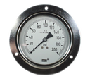 633.50 Series Glycerin/Water Filled Capsule Pressure Gauge, 4" Dial, 0 to 150 inH2O, 1/4 NPT SS Lower Back Mount, Front Flange