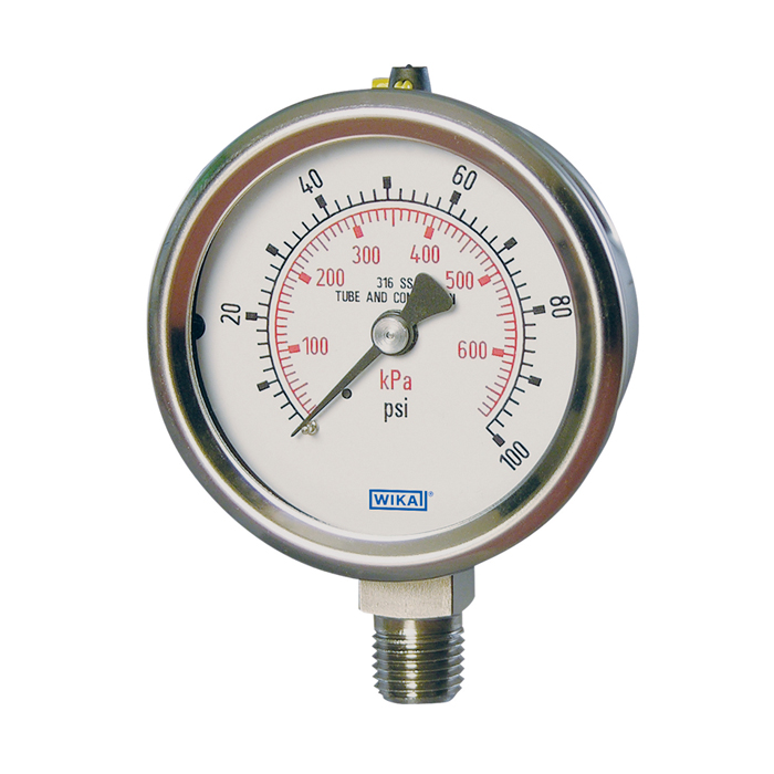 232.53 Series Ready to Fill Pressure Gauge, 2.5" Dial, -30 inHg to 30 psi, 1/4 NPT SS Center Back Mount, O2 Cleaned