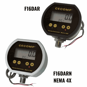 Cecomp F16DAR Series Pressure Gauge w/2 SPDT Alarm Relays and Analog Output