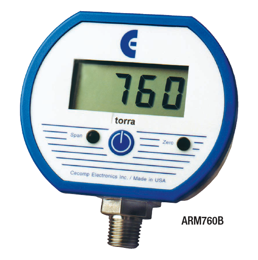 Cecomp ARM760B Series Battery Powered 760 Torr Absolute Vacuum Gauge, 5-Min Shutoff