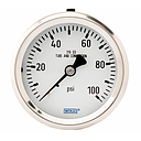 232.50 Series Dry Industrial Pressure Gauge, 4" Dial, 0 to 10 psi (ftH2O), 1/2 NPT SS Lower Back Mount, Panel Mount w/SS U-Clamp