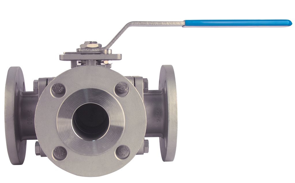 97L150 / 97T150 North America Series 3-Way Cavity-Filled, ANSI 150 Direct Mount L-Ported Stainless Steel Ball Valve