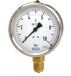 213.53 Series Glycerin Filled Industrial Pressure Gauge, 2.5" Dial, 0 to 1000 kPa (psi), R 1/4-ISO7 Brass Lower Mount