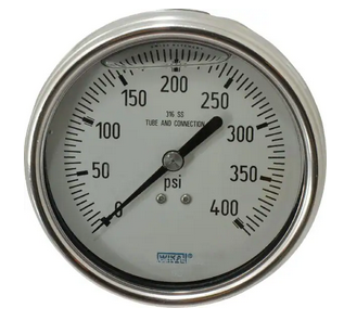 233.53 Series Stainless Steel Liquid Filled Pressure Gauge, -30 inHg to 200 PSI, 1/4" CBM