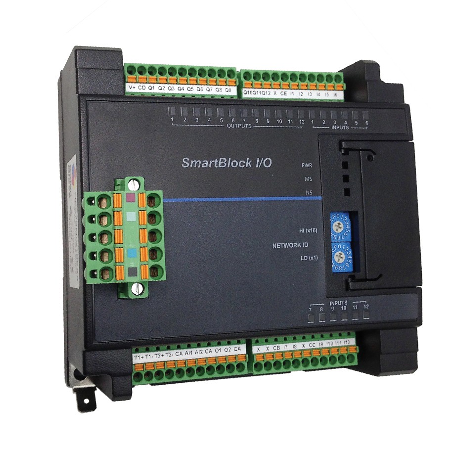 SmartBlock, 8 High Current, Socketed SSRs (AC).  Form A (NO) Solid State Relays with 1A rating (1A, 275Vac).  Load connections made with Removable Terminal Strips