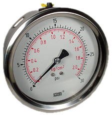 WIKA Industrial Pressure Gauge 4", 30 PSI