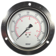 WIKA Front Flange Panel Mount Gauge 4", 400 PSI