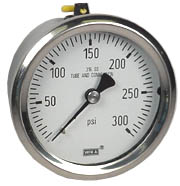 WIKA Stainless Pressure Gauge 2.5", 300 PSI, Liquid Filled