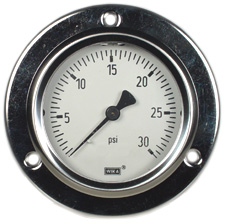 233.53 Series Glycerin Filled Pressure Gauge, 2.5" Dial, 0 to 30 psi, 1/4 NPT SS Front Flange Center Back Mount