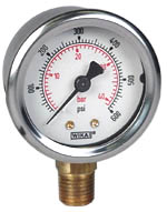 WIKA Industrial Pressure Gauge 2", 600 PSI/Bar, Liquid Filled