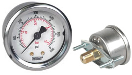 WIKA U-Clamp Panel Mt Pressure Gauge 2", 600 PSI/Bar