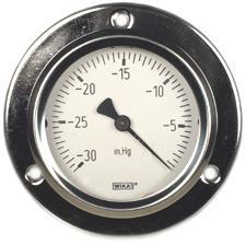 WIKA Front Flange Panel Mt Vacuum Gauge 2.5", 30" Hg