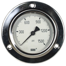 WIKA Front Flange Panel Mount Gauge 2.5", 1500 PSI