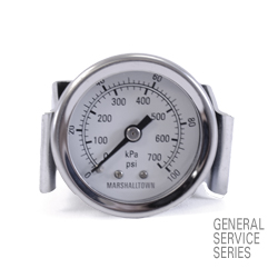 Marsh General Service Panel Mount Gauge 1.5", 15 PSI/KPa