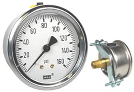 WIKA U-Clamp Panel Mount Pressure Gauge 2.5", 160 PSI