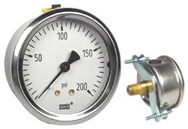 WIKA U-Clamp Panel Mount Pressure Gauge 2.5", 200 PSI