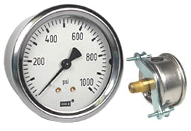 WIKA U-Clamp Panel Mount Pressure Gauge 2.5", 1000 PSI