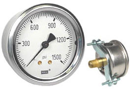 WIKA U-Clamp Panel Mount Pressure Gauge 2.5", 1500 PSI