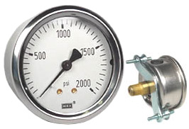 WIKA U-Clamp Panel Mount Pressure Gauge 2.5", 2000 PSI